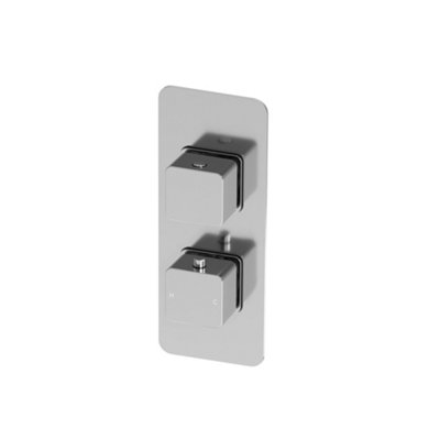 Plum&clay Alberto Square Chrome Concealed Thermostatic Shower Valve Dual Control With Dual Outlet from B&Q