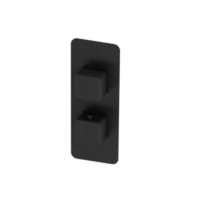 Plum&clay Alberto Square Matt Black Concealed Thermostatic Shower Valve Dual Control With Dual Outlet from B&Q