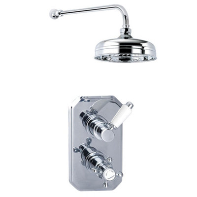Plum&clay Kingham Traditional Single Outlet Concealed Shower Valve With Waterfall Shower Head & Arm from B&Q