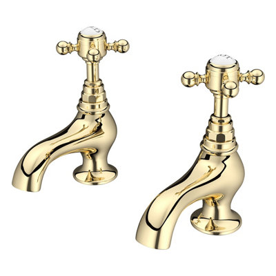 Plum&clay Georgina Traditional Gold Deck-Mounted Basin Pillar Tap from B&Q