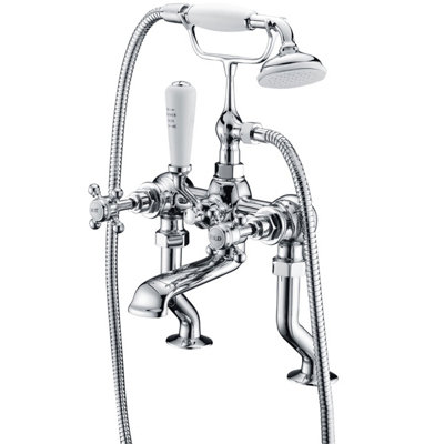 Plum&clay Georgina Traditional Chrome Deck Mounted Bath Shower Mixer Tap With Handset from B&Q