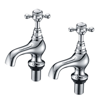 Plum&clay Georgina Traditional Chrome Deck Mounted Pair Of Bath Pillar Taps from B&Q
