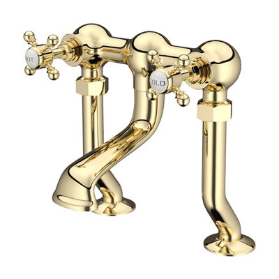 Plum&clay Georgina Traditional Gold Deck Mounted Bath Filler Tap from B&Q