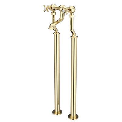 Plum&clay Georgina Traditional Floor Standing Gold Bath Filler Tap from B&Q