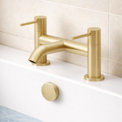 Plum&clay Emilia Brushed Gold Round Deck-Mounted Bath Filler Tap from B&Q