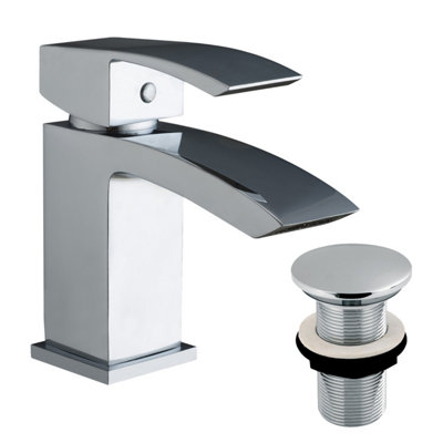 Plum&clay Stark Polished Chrome Deck-Mounted Basin Mono Mixer Tap With Waste from B&Q