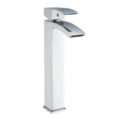 Plum&clay Stark Polished Chrome Deck-Mounted Tall Basin Mono Mixer Tap from B&Q