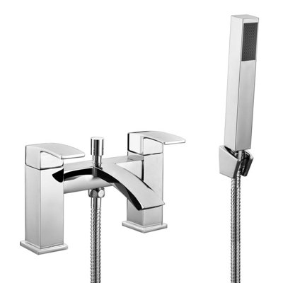 Plum&clay Stark Polished Chrome Deck-Mounted Bath Shower Mixer Tap With Handset from B&Q
