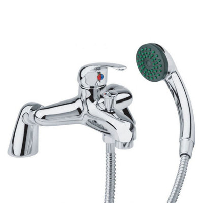 Plum&clay Lago Polished Chrome Round Deck-Mounted Bath Shower Mixer Tap With Handset from B&Q