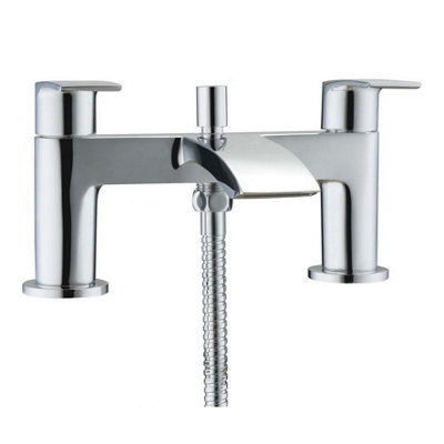Plum&clay Tyrell Polished Chrome Deck-Mounted Bath Shower Mixer Tap With Handset from B&Q