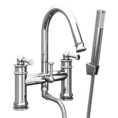 Plum&clay Florence Traditional Chrome Deck-Mounted Bath Shower Mixer Tap With Handset from B&Q