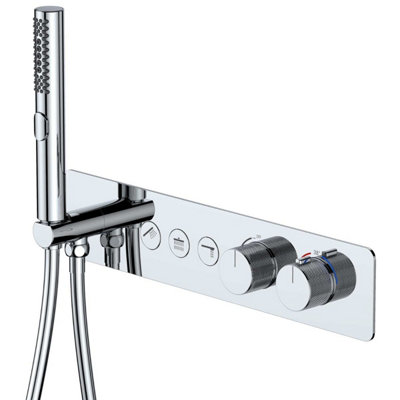 Plum&clay Carmelo Concealed Thermostatic Valve With Triple Outlet & Shower Handset from B&Q