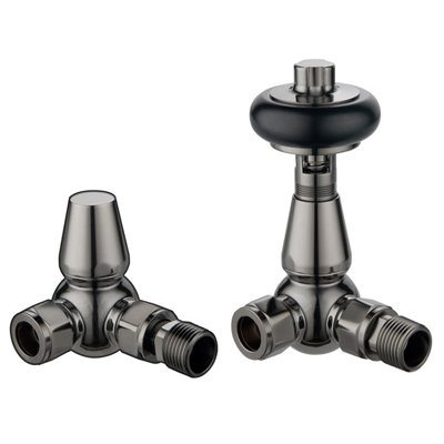 Plum&clay Pair Of Dark Nickel Wooden Head Corner Thermostatic Radiator Valves from B&Q