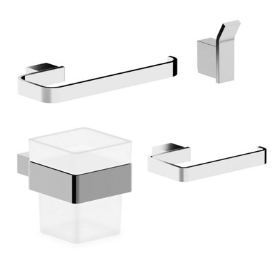 B&Q Emilia Chrome 4-Piece Bathroom Accessory Set