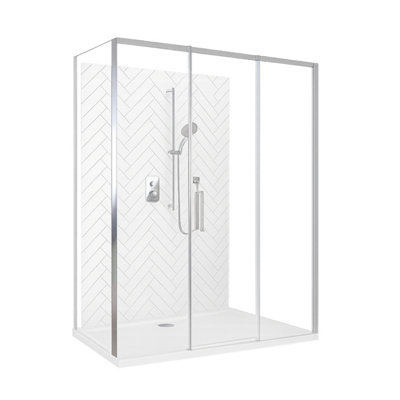 Plum&clay Studi Chrome Sliding Shower Door (W)1500mm from B&Q