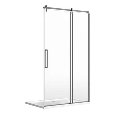 Plum&clay Jules Gun Grey Sliding Shower Door (W)1200mm from B&Q