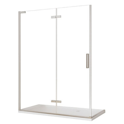 Plum&clay Lola Chrome Hinged Shower Door With Fixed Panel (W)1200mm from B&Q