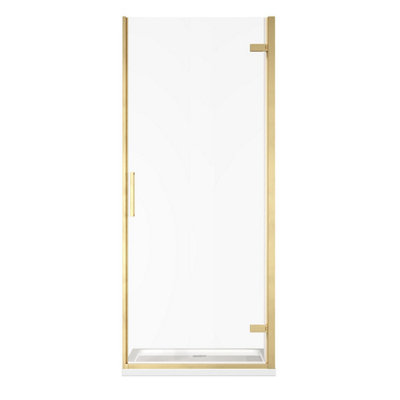 Plum&clay Lola Brushed Gold Hinged Shower Door (W)800mm from B&Q