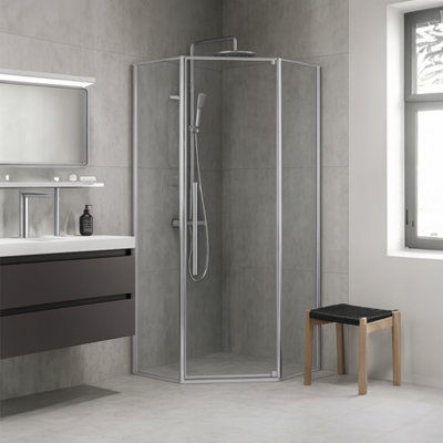 Plum&clay Tulla Chrome Corner Pivot Shower Door (W)900mm (L)900mm from B&Q