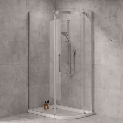 Plum&clay Solero Chrome Right Hand Single Sliding Door Offset Quadrant Enclosure (W)1200mm (D)900mm from B&Q
