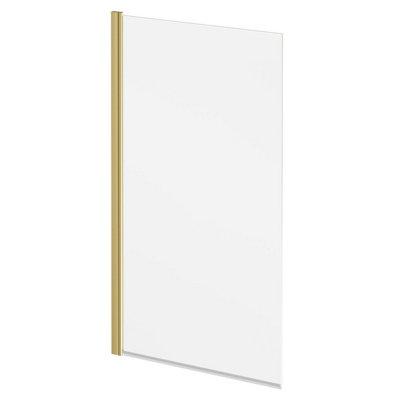 Plum&clay Memphis Brushed Gold Single Frameless Bath Screen (W)800mm (H)1400mm from B&Q