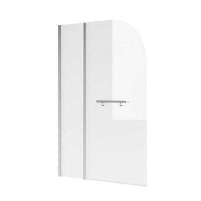 Plum&clay Memphis Chrome Double Curved Frameless Bath Screen With Towel Rail (W)1000mm (H)1400mm from B&Q