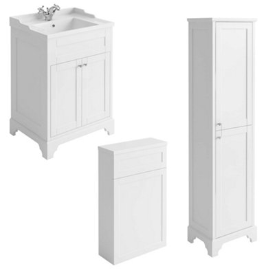 Belmont Traditional White 3 Piece Bathroom Furniture Set