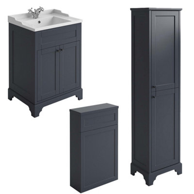 Belmont Traditional Blue Grey 3 Piece Bathroom Furniture Set