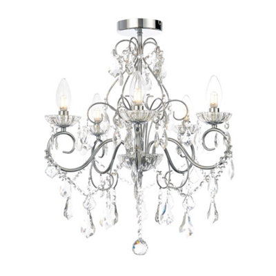 Plum&clay Amy Traditional Five Light Crystal Chandelier Ip44 Rated Ceiling Light from B&Q