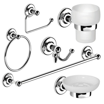 Plum&clay Kingham Chrome 6-Piece Bathroom Accessory Set from B&Q