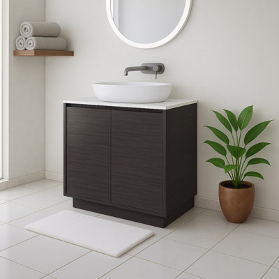 Plum&clay Matterhorn Dark Oak Floor Standing Bathroom Vanity Unit With White Countertop (W)750mm (H)850mm from B&Q
