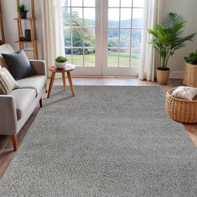  - Light Grey Plain Large Rug(L)220Cm X (W)160Cm