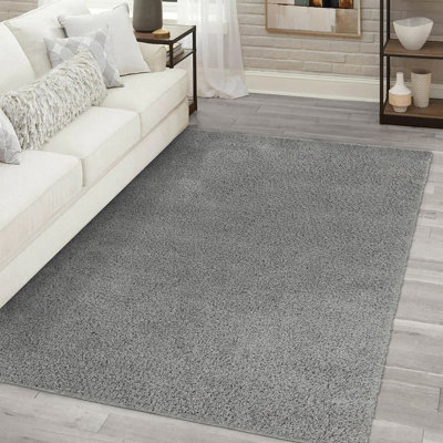  - Light Grey Plain Medium Rug(L)160Cm X (W)120Cm