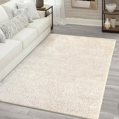  - Cream Plain Medium Rug(L)160Cm X (W)120Cm