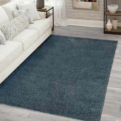  - Blue Plain Medium Rug(L)160Cm X (W)120Cm