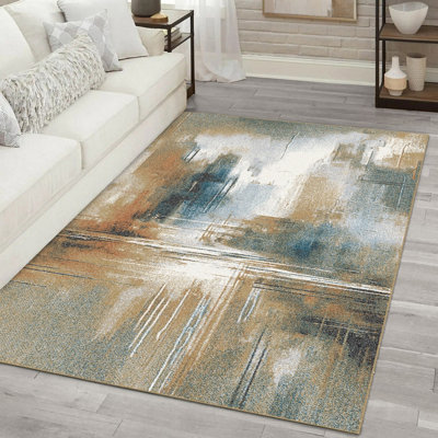  - Rust Abstract Medium Rug(L)170Cm X (W)120Cm