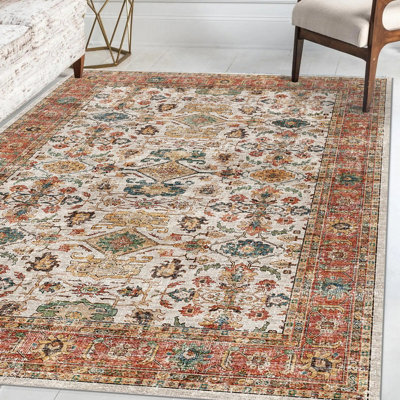  - Terracotta Traditional Medium Rug(L)170Cm X (W)120Cm
