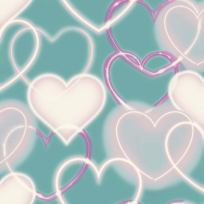 Arthouse Neon Heart Purple& Teal Wallpaper E100237Ah from B&Q