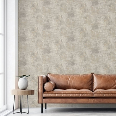 Belgravia Plaster Concrete Luxury Cream Metallic Wallpaper 2315 from B&Q