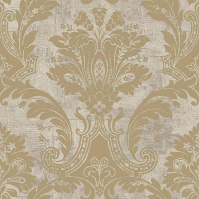 Belgravia Plaster Damask Gold Metallic Luxury Wallpaper 2316 from B&Q