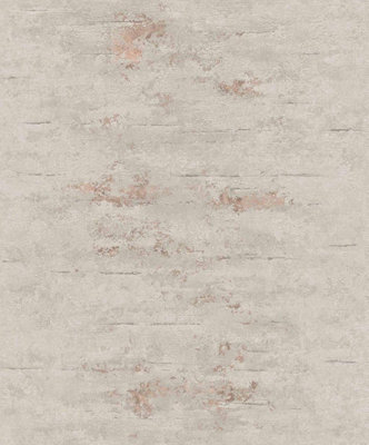 Grandeco Grey Orion Rocca Concrete Industrial Stone Distressed Metallic Copper Wallpaper On4202 10.05M