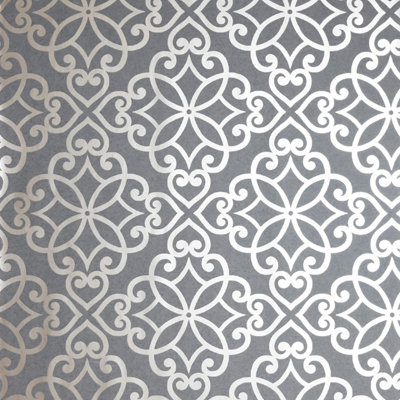 Arthouse Ornate Motif Charcoal/rose Gold Wallpaper Opulent Metallic Finish Matt Bedroom Wallpaper 886400 from B&Q