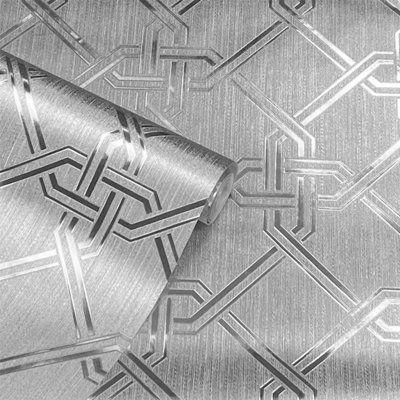 Arthouse Gianni Foil Silver Metallic Textured Vinyl Wallpaper 903105 For Hallway & Living Room from B&Q