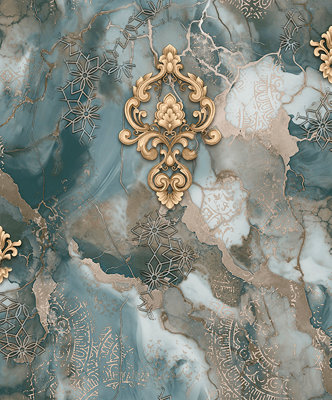 WPE® Luxury Vinyl Tapue/gold Damask Marble Wallpaper 62517 For Home/ Office/ Bedroom from B&Q