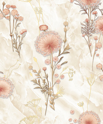WPE® Dandelions And Wildflowers Floral Vinyl Orange Textured Wallpaper 62521 from B&Q