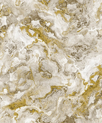 Zed Décor Zed Decor Heavyweight Vinyl Liquid Marble Effect Abstract Brown / Gold Wallpaper 62541 from B&Q