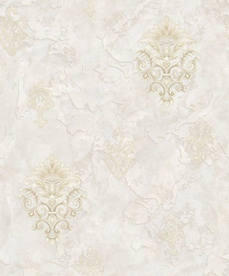 WPE® Luxury Vinyl Cream Gold Textured Damask Wallpaper 62544 from B&Q