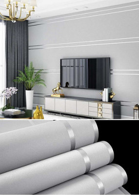 Zed Décor Zed Decor Grey Metallic Stripe WallpaperLuxury Textured Wall Covering For Living Room28010 from B&Q