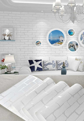 Zed Décor Zed Decor Contemporary White Brick Wallpaper 3D Effect2201 from B&Q
