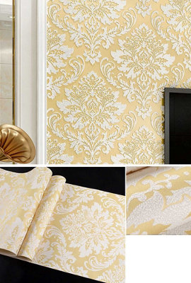 Zed Décor Zed Decor Luxury Gold Damask Embossed Textured Wallpaper6030-5 from B&Q